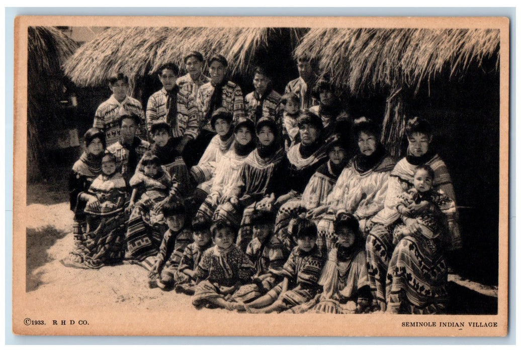 c1940s Seminole Indian Village Century Of Progress Chicago IL Unposted Postcard