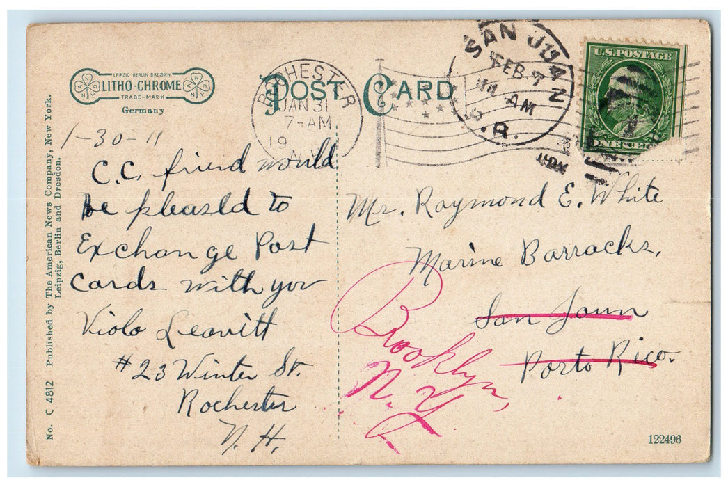 1911 St. Rosaire RC Church Holy Rosary Convent School View Rochester NH Postcard