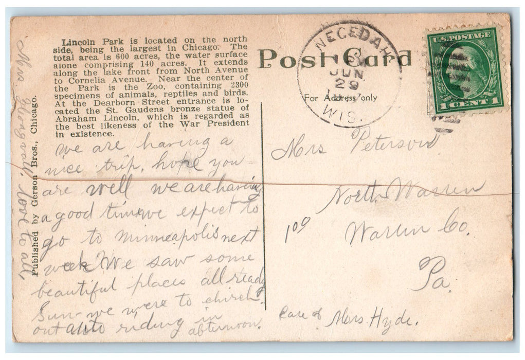 1917 Boat Landing Lincoln Park Harbor Scene Chicago IL Posted Mary M. Postcard