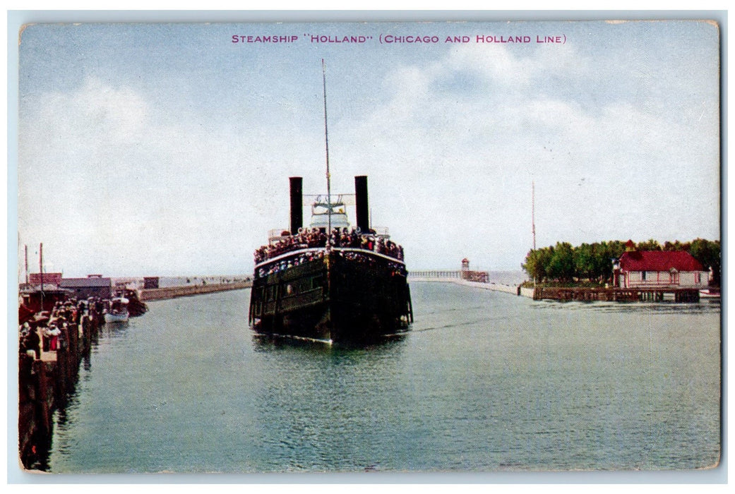 c1940's Steamship Holland Chicago And Holland Line Chicago IL Unposted Postcard