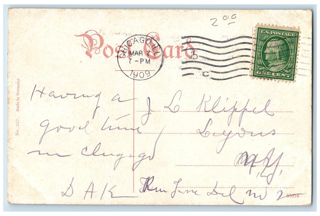 1909 Lake Michigan Breakwater On North Shore Illinois IL Posted Fishing Postcard