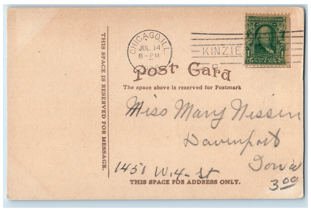 1908 SS Indiana And SS Carolina Goodrich Transit Co Chicago Illinois IL Postcard