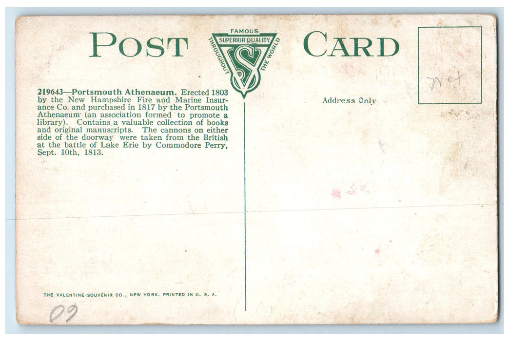 c1950's Portsmouth Athenaeum Doorway Design Portsmouth New Hampshire NH Postcard