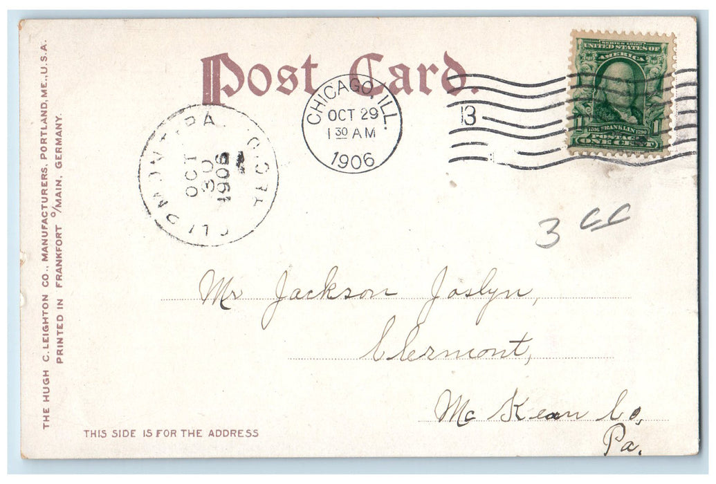 1906 Bascule Bridge Taylor St. Chicago Illinois IL Posted Steamship Postcard