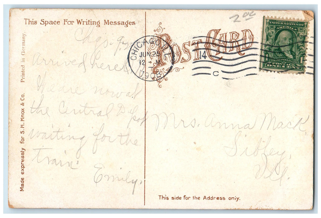 1908 Lift Bridge Halsted St. And River Scene Chicago Illinois IL Posted Postcard