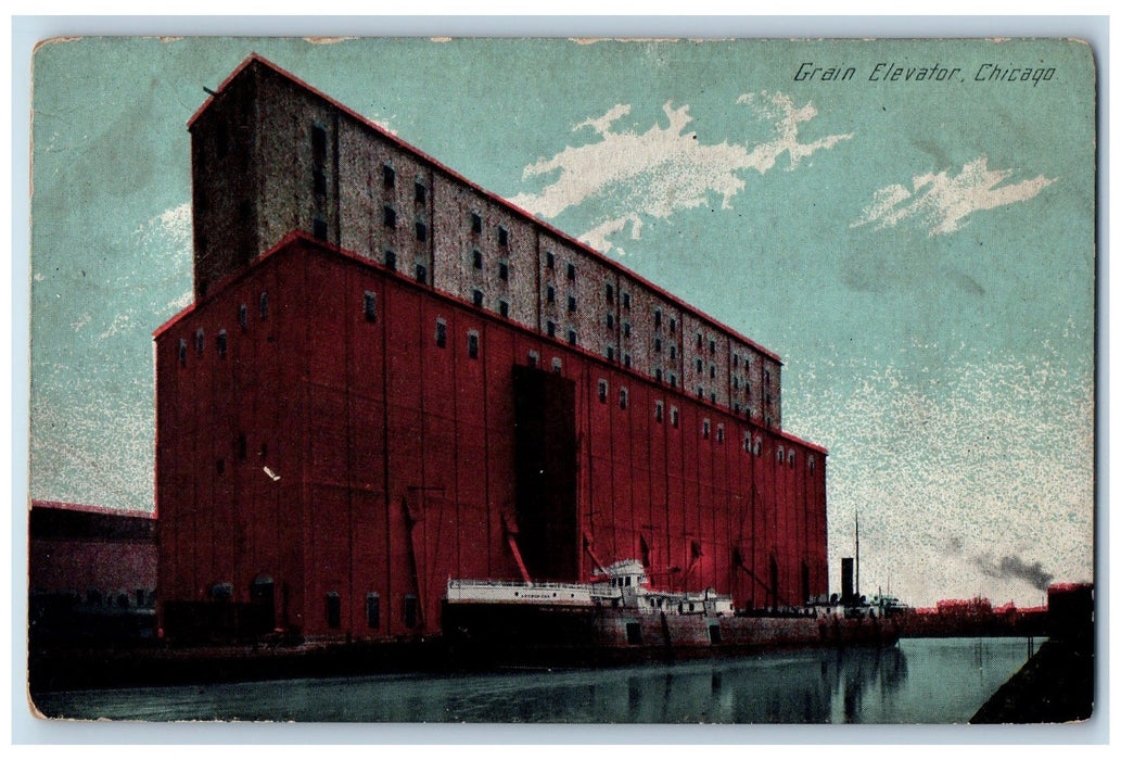 c1910's Grain Elevatior Scene Chicago Illinois IL Unposted Steamship Postcard