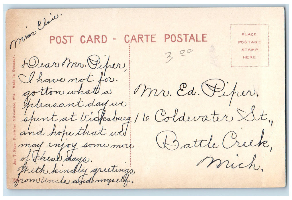c1910's Excursion Steamer Christopher Columbus Chicago Illinois IL Postcard
