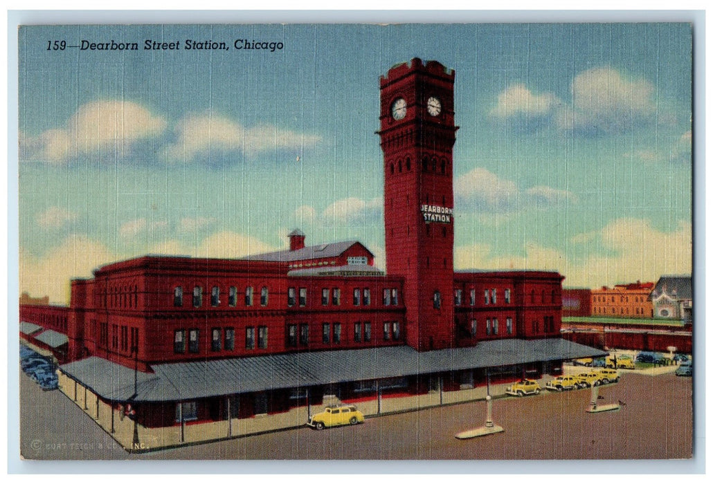1954 Dearborn Street Station Roadside Scene Chicago Illinois IL Posted Postcard