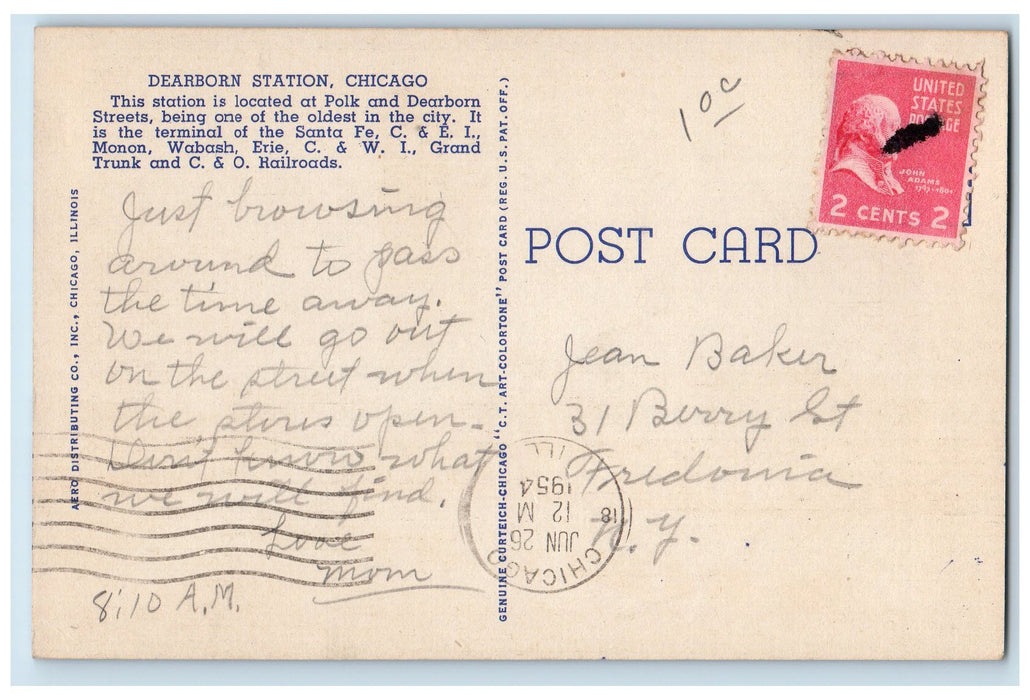 1954 Dearborn Street Station Roadside Scene Chicago Illinois IL Posted Postcard
