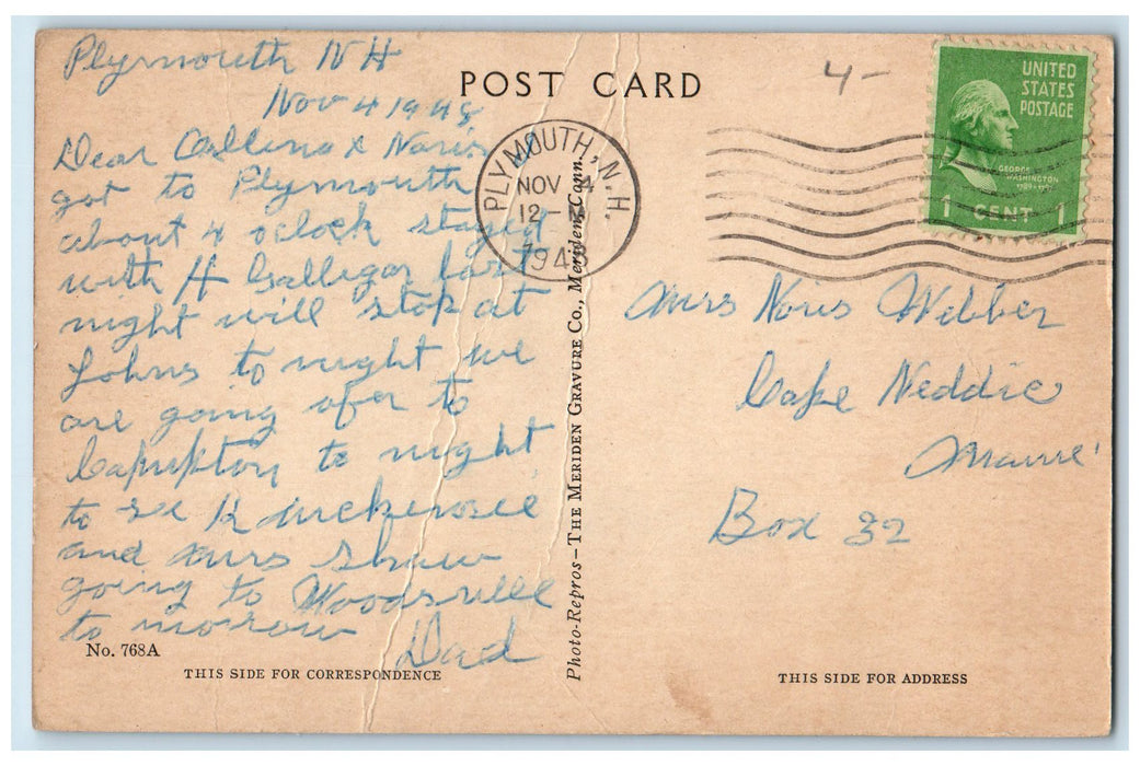 1948 Livermore Hall State Teachers College Plymouth New Hampshire NH Postcard