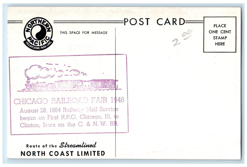 c1950's Minnetonka Northern Pacific Railway First Locomotive Chicago IL Postcard
