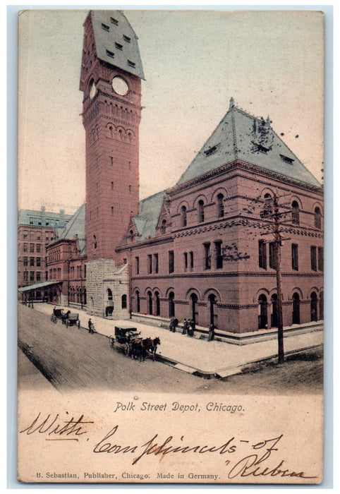 1905 Polk Street Depot Roadside View Chicago Illinois IL Posted Vintage Postcard