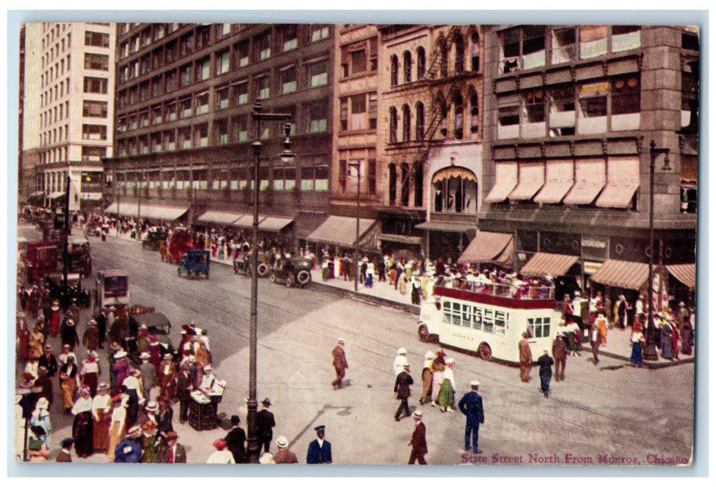 c1910's State Street North From Monroe View Chicago Illinois IL Posted Postcard