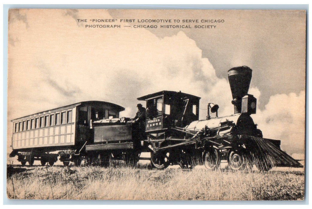c1910's The Pioneer First Locomotive To Serve Chicago Illinois IL Train Postcard