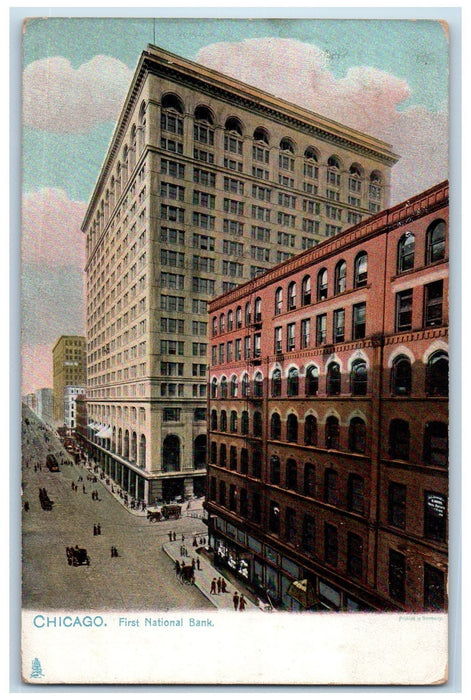 c1910's First National Bank Building Scene Chicago Illinois IL Unposted Postcard