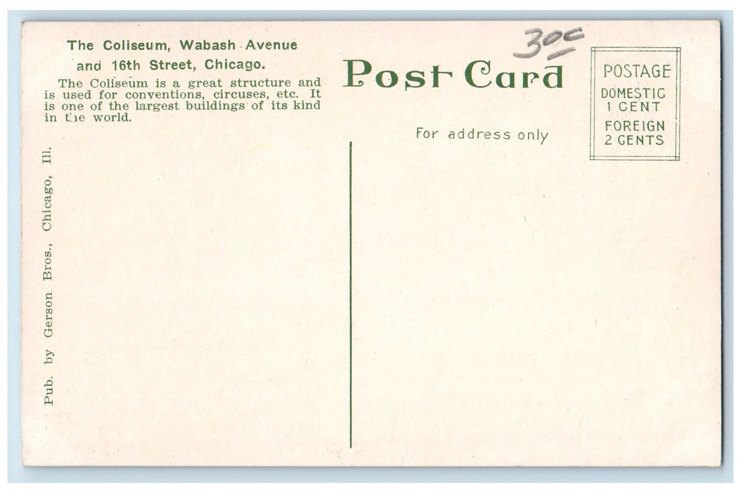 c1940's The Coliseum At Night Wabash Ave. Chicago Illinois IL Unposted Postcard