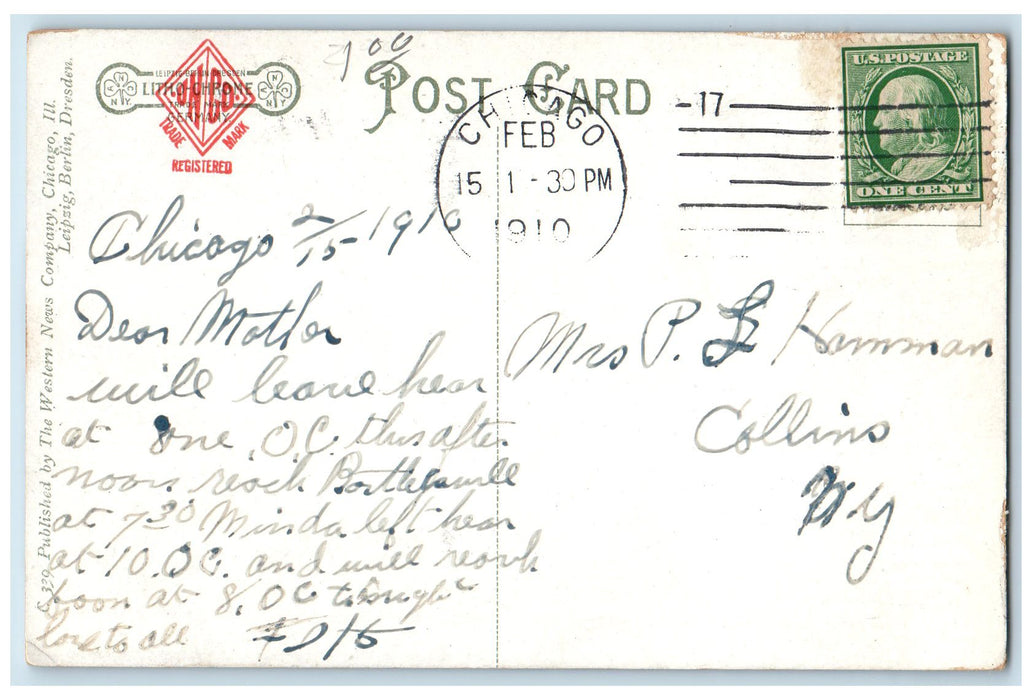 1910 Grand Boulevard Street Scene Chicago Illinois IL Posted Vintage Postcard