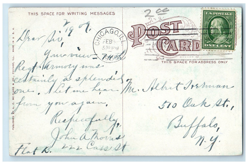 1909 South Lake Shore View Drive Near Burton Chicago Illinois IL Posted Postcard