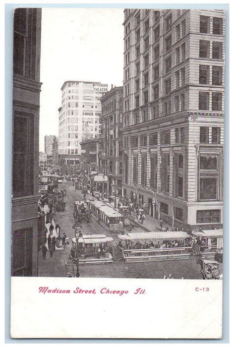 1909 Madison Street PeoplScene Chicago Illinois IL Posted Vintage Postcard