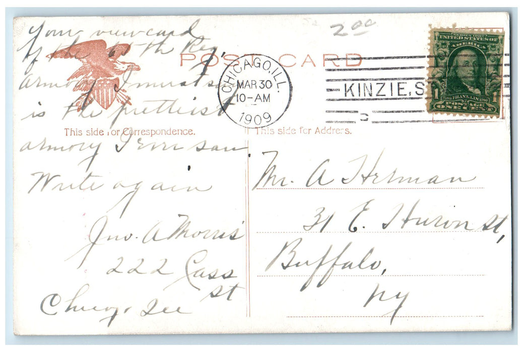1909 Madison Street PeoplScene Chicago Illinois IL Posted Vintage Postcard