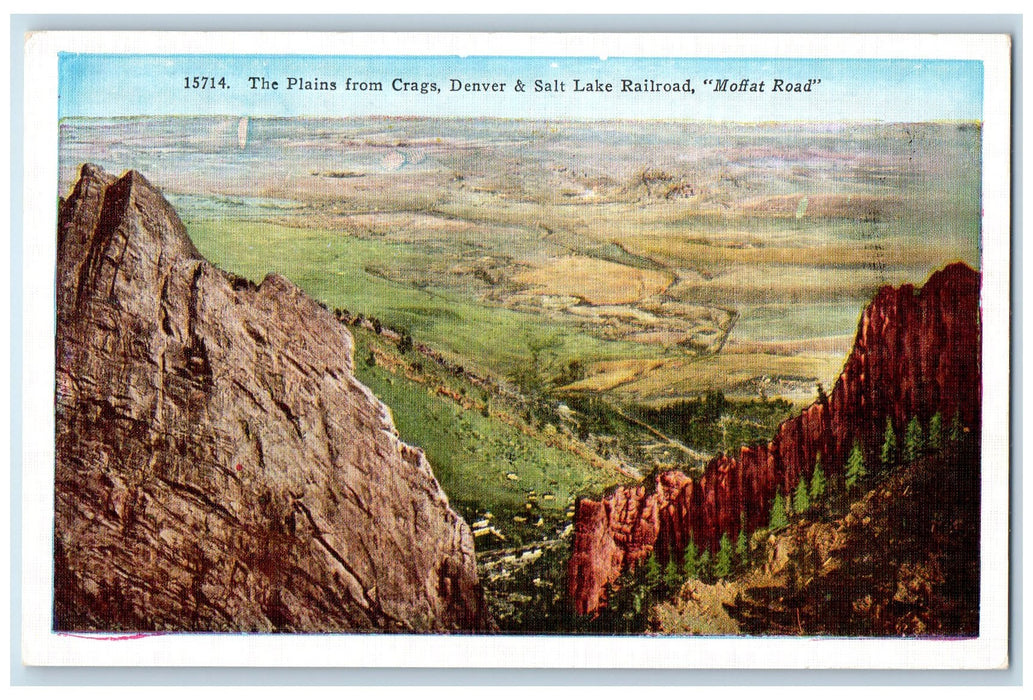 c1950's The Plain From Crags Denver Salt Lake Moffat Road Colorado CO Postcard