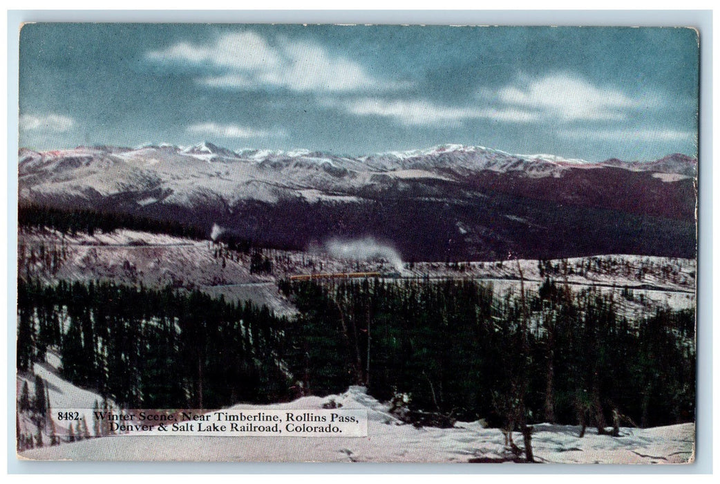 c1950 Winter Scene Rollins Pass Denver Salt Lake Railroad Colorado CO Postcard