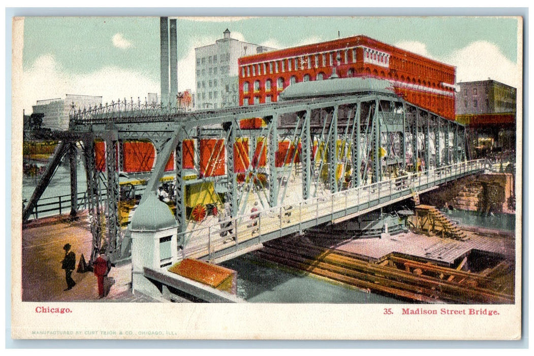 c1905s Madison Street Bridge Scene Chicago Illinois IL Unposted Vintage Postcard