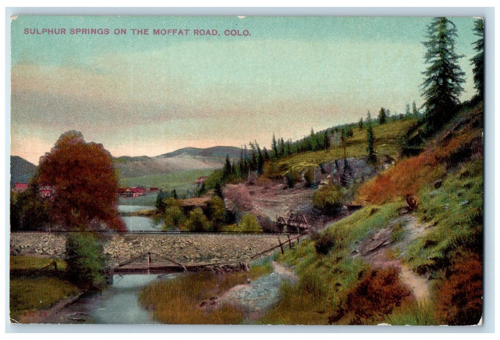 c1950's Sulphur Springs River Lake Bridge On Moffat Road Colorado CO Postcard