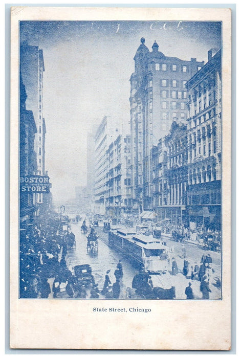 c1905's State Street Buses Scene Chicago Illinois IL Unposted Vintage Postcard