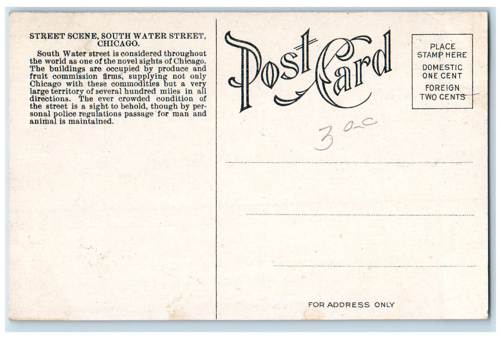 c1940's Street Scene South Water Street  Chicago Illinois IL Unposted Postcard