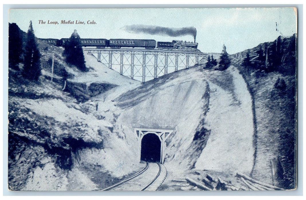 c1950's The Loop Railroad Train Hills Tunnel Moffat Line Colorado CO Postcard