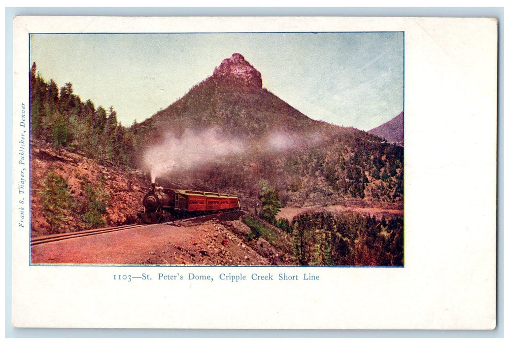 c1905 St. Peter's Dome Train Railroad Grove Cripple Creek Short Line CO Postcard