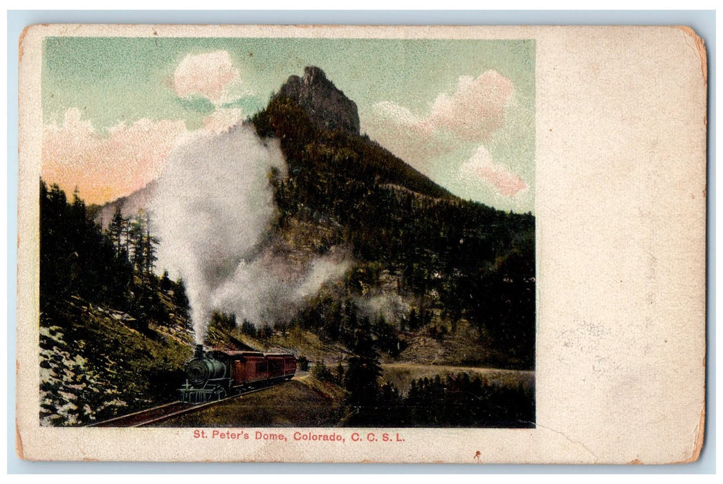 c1905 St. Peter's Dome Smokestacks Train Mountains CCSL CO Advertising Postcard