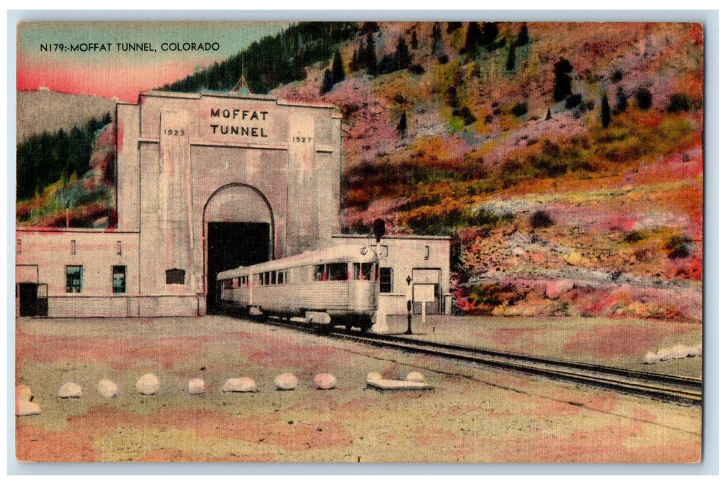 c1950's Moffat Tunnel Hills Train Railroad Grove Mountains Colorado CO Postcard