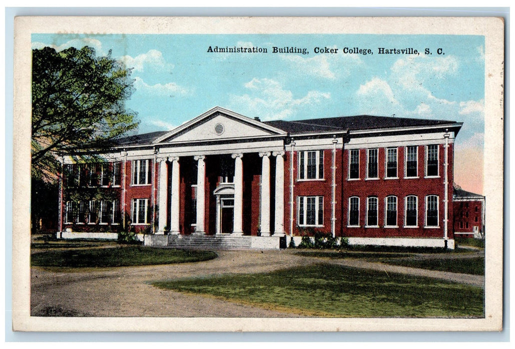 1923 Administration Building Coker College Hartsville South Carolina SC Postcard