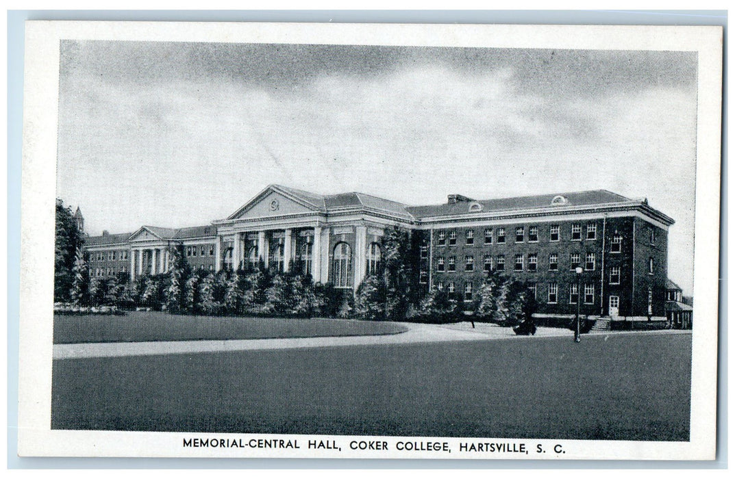 c1920s Memorial-Central Hall Coker College Hartsville South Carolina SC Postcard