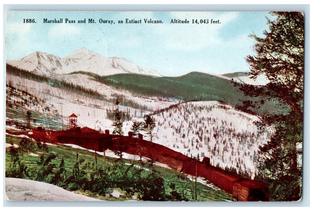1910 Marshall Pass Gunnison Mt. Ouray Extinct Volcano Ouray Colorado CO Postcard