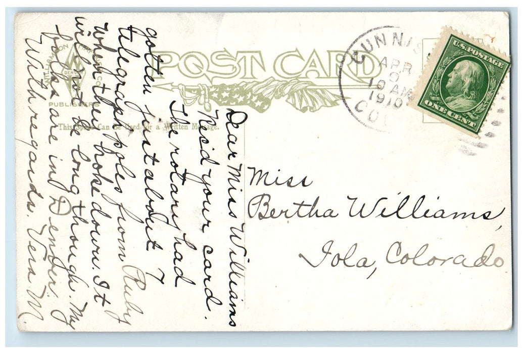 1910 Marshall Pass Gunnison Mt. Ouray Extinct Volcano Ouray Colorado CO Postcard