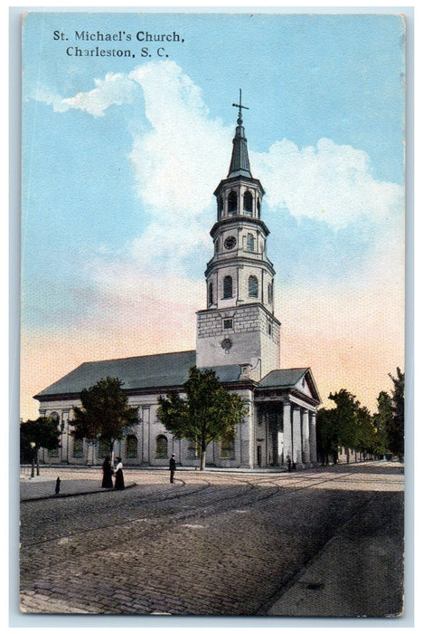 c1905's St. Michael Church Scene Charleston South Carolina SC Unposted Postcard