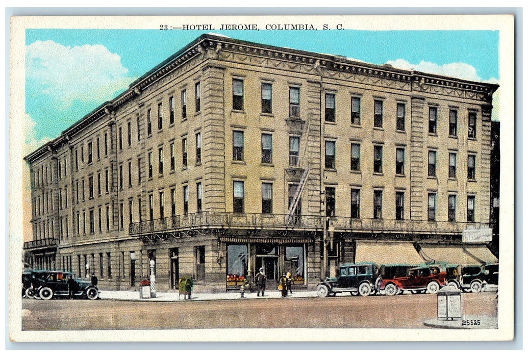 c1910's Hotel Jerome Exterior Scene Columbia South Carolina SC Unposted Postcard