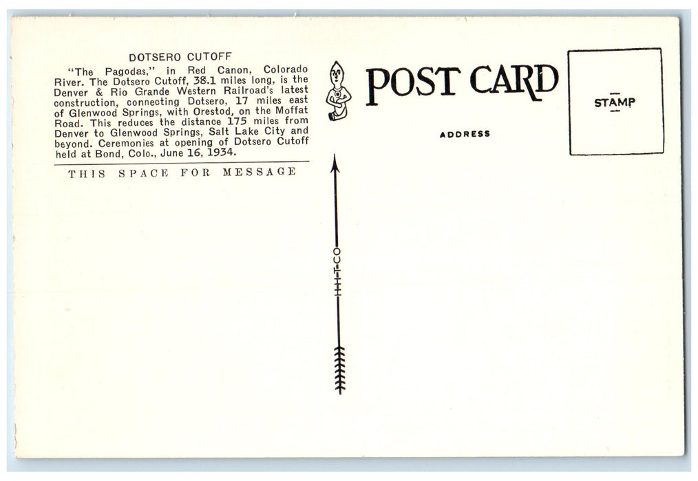 c1940 The Pagoda's Red Canyon Colorado River Dotsero Cutoff Railroad CO Postcard