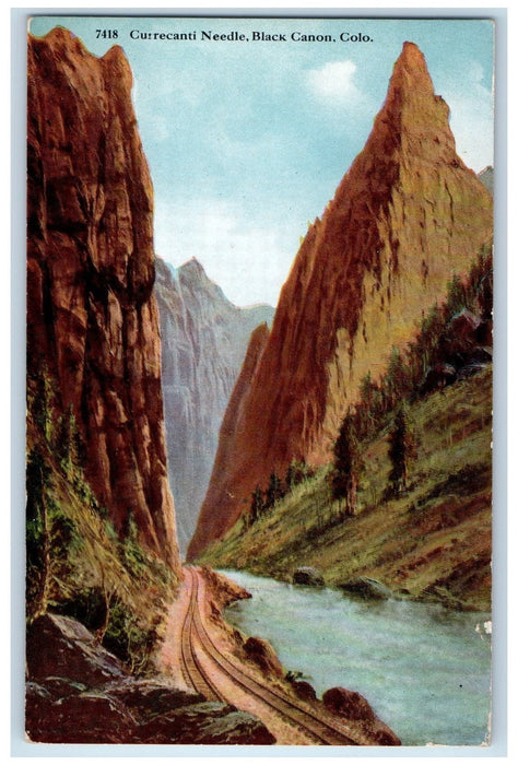 c1950's Currencanti Needle View Railroad River Black Canon Colorado CO Postcard