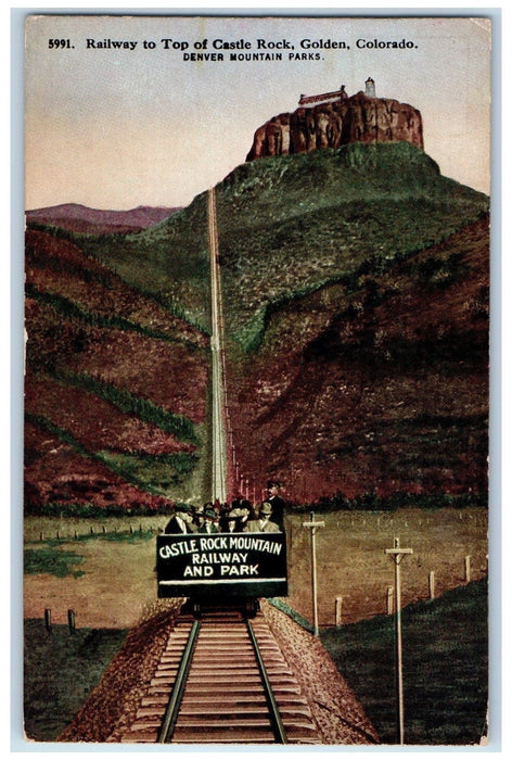 c1950's Railway Castle Rock Denver Mountain Park Golden Colorado CO Postcard