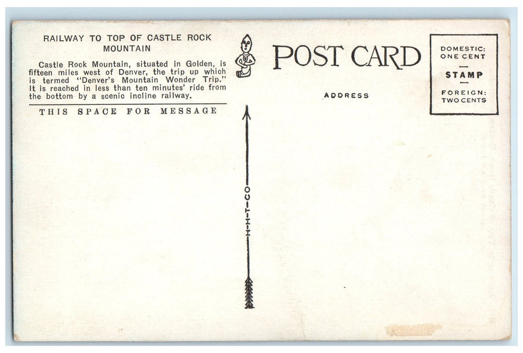 c1950's Railway Castle Rock Denver Mountain Park Golden Colorado CO Postcard