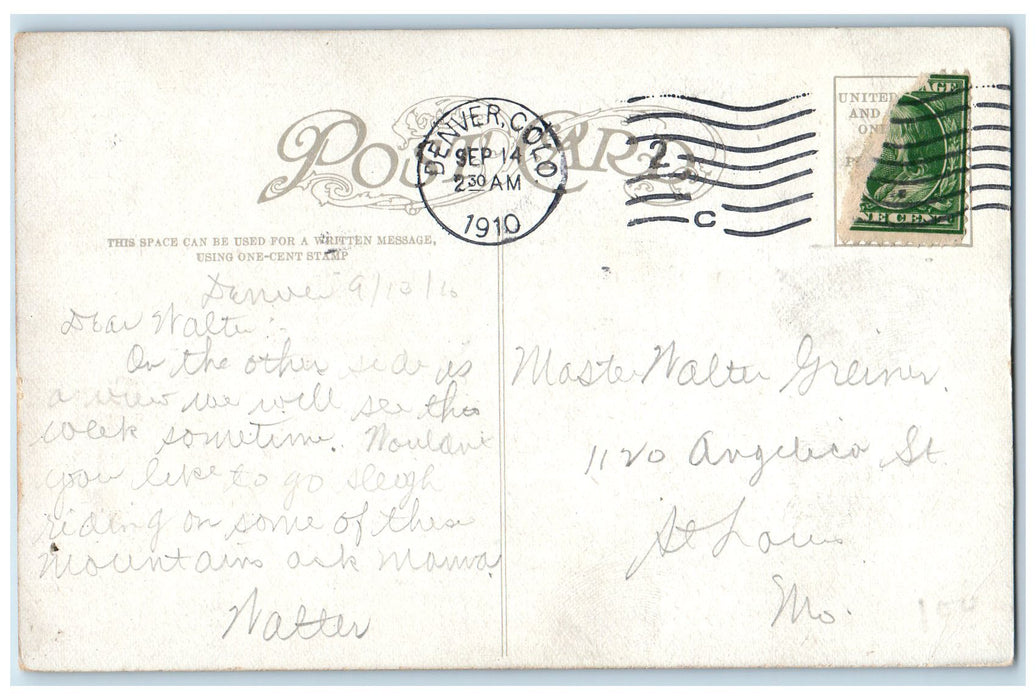 1910 Denver Snow Plow Smokestacks The Continental Divide Colorado CO Postcard