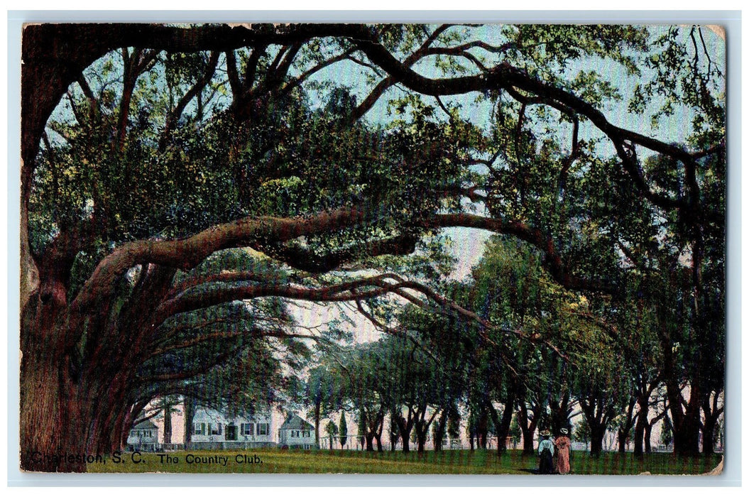1908 The Country Club Women Scene Charleston South Carolina SC Trees Postcard