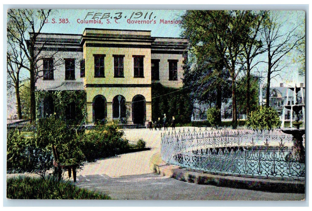 c1910's Governor's Mansion Fountain Columbia South Carolina SC Unposted Postcard