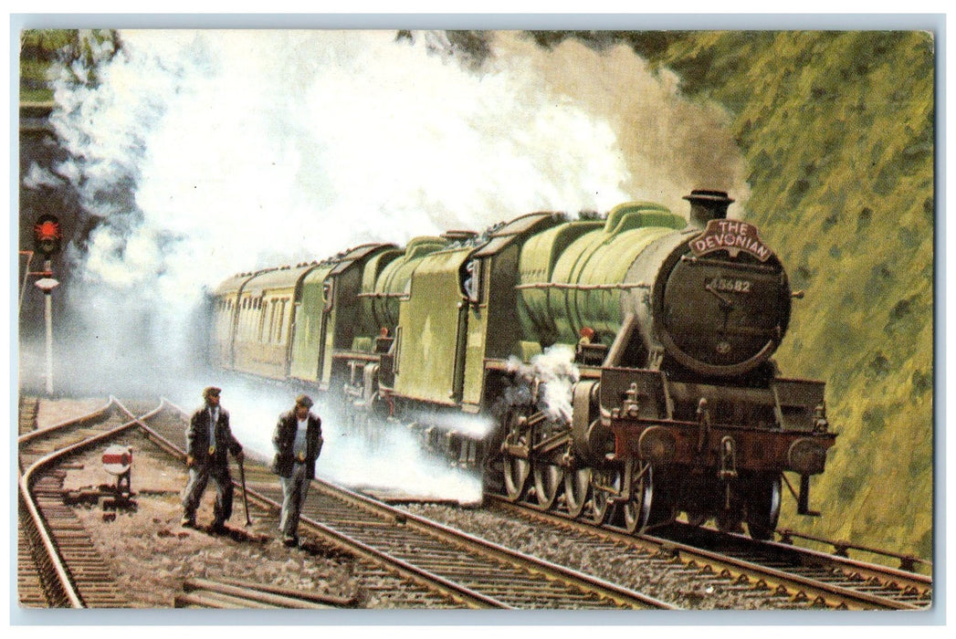 c1950 Northbound Devonian Leaves Wickwar Tunnel Train Railway Repairman Postcard