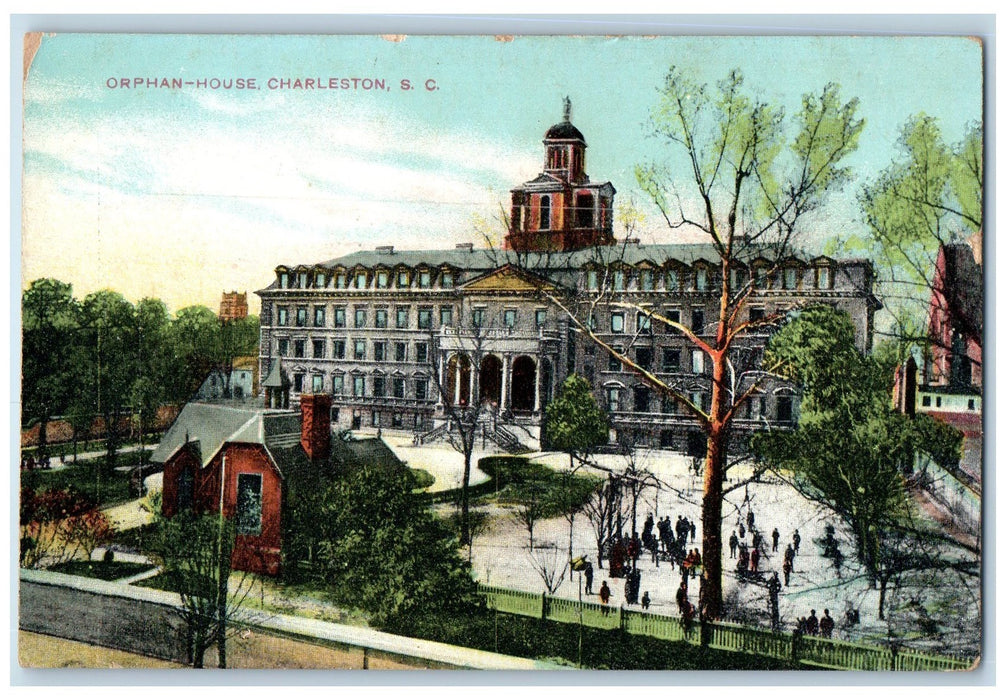 c1910s Orphan House Exterior Scene Charleston South Carolina SC Trees Postcard