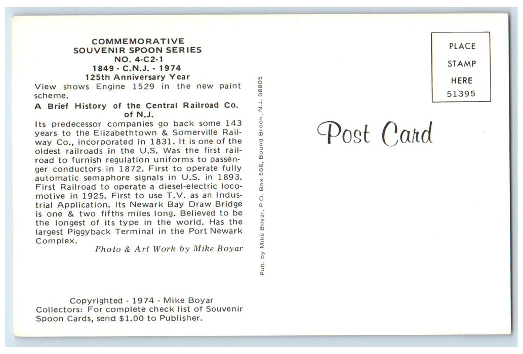 c1950's Here's Spoonful Of Greetings Commemorative Souvenir Train Track Postcard
